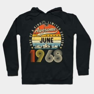 Awesome Since June 1968 Vintage 55th Birthday Hoodie